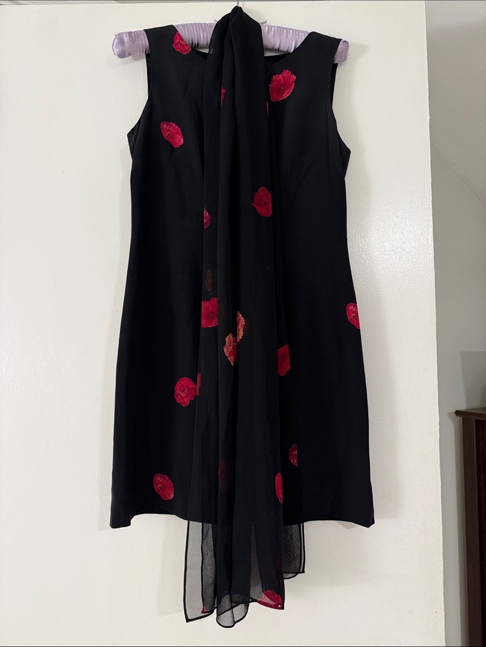 Vintage Talbots Sleeveless Silk Shift Dress with Matching Scarf